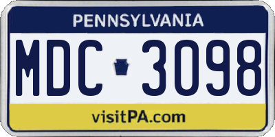 PA license plate MDC3098