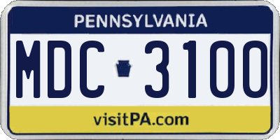 PA license plate MDC3100