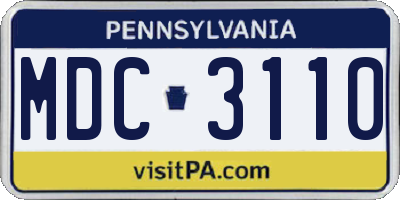 PA license plate MDC3110