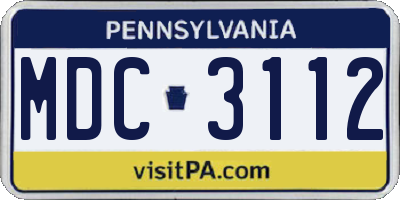PA license plate MDC3112