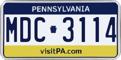 PA license plate MDC3114