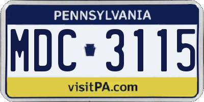 PA license plate MDC3115