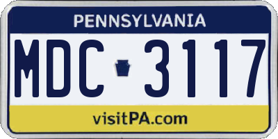 PA license plate MDC3117