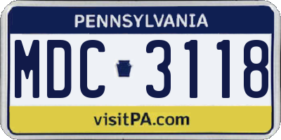 PA license plate MDC3118