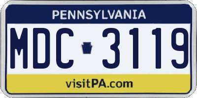 PA license plate MDC3119