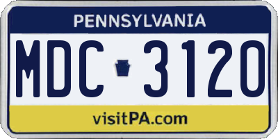 PA license plate MDC3120