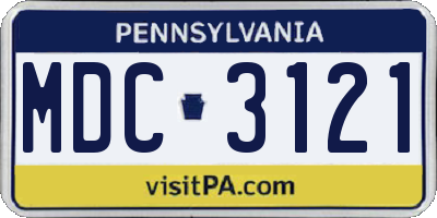 PA license plate MDC3121