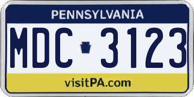 PA license plate MDC3123
