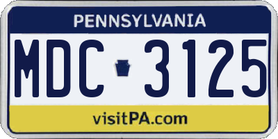 PA license plate MDC3125