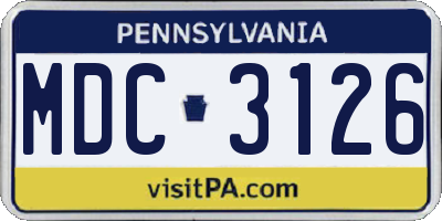 PA license plate MDC3126