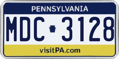 PA license plate MDC3128