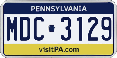 PA license plate MDC3129