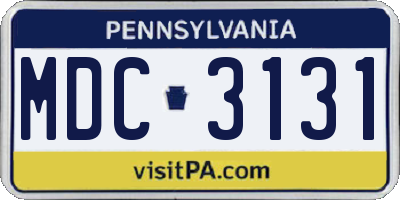 PA license plate MDC3131