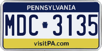 PA license plate MDC3135