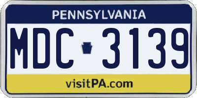 PA license plate MDC3139