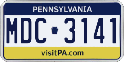 PA license plate MDC3141