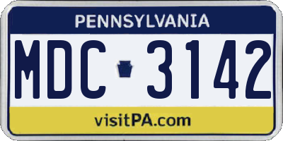 PA license plate MDC3142