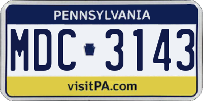 PA license plate MDC3143