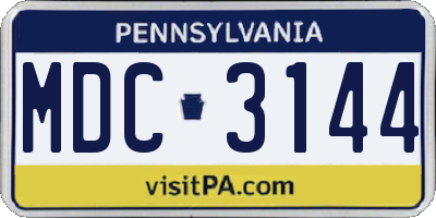 PA license plate MDC3144