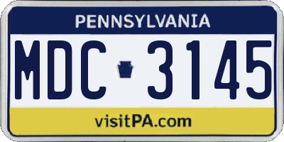 PA license plate MDC3145