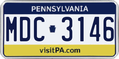 PA license plate MDC3146
