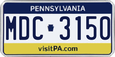 PA license plate MDC3150