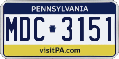 PA license plate MDC3151