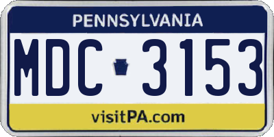 PA license plate MDC3153