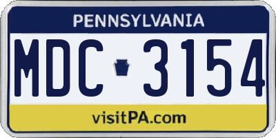 PA license plate MDC3154