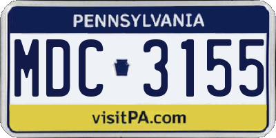 PA license plate MDC3155