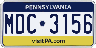 PA license plate MDC3156
