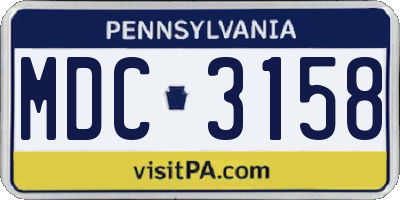 PA license plate MDC3158