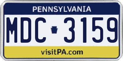 PA license plate MDC3159