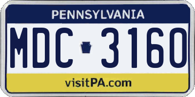 PA license plate MDC3160