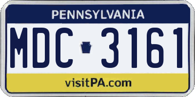 PA license plate MDC3161