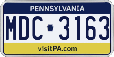 PA license plate MDC3163