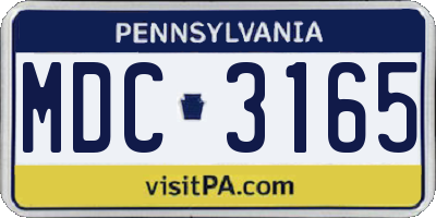 PA license plate MDC3165