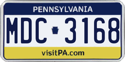 PA license plate MDC3168