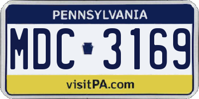 PA license plate MDC3169