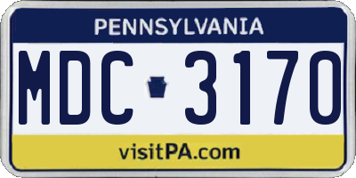 PA license plate MDC3170