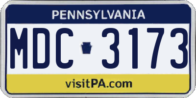 PA license plate MDC3173