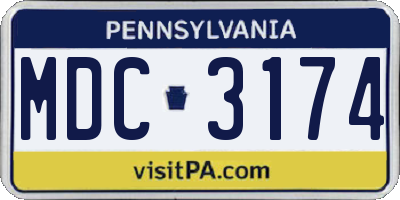 PA license plate MDC3174