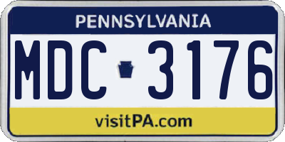 PA license plate MDC3176
