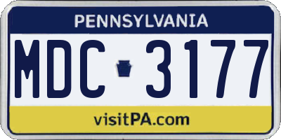 PA license plate MDC3177