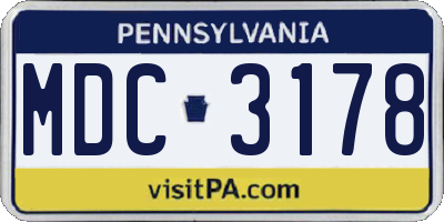 PA license plate MDC3178