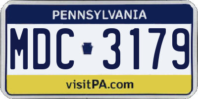 PA license plate MDC3179