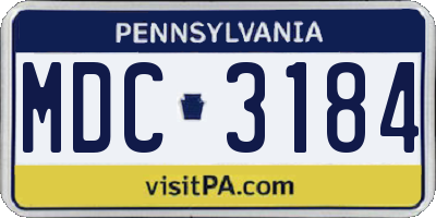 PA license plate MDC3184