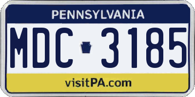 PA license plate MDC3185