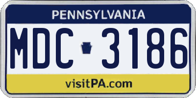 PA license plate MDC3186
