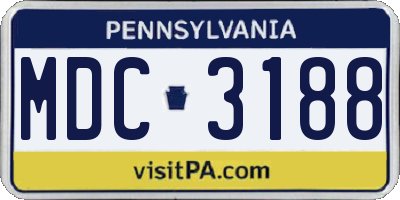PA license plate MDC3188